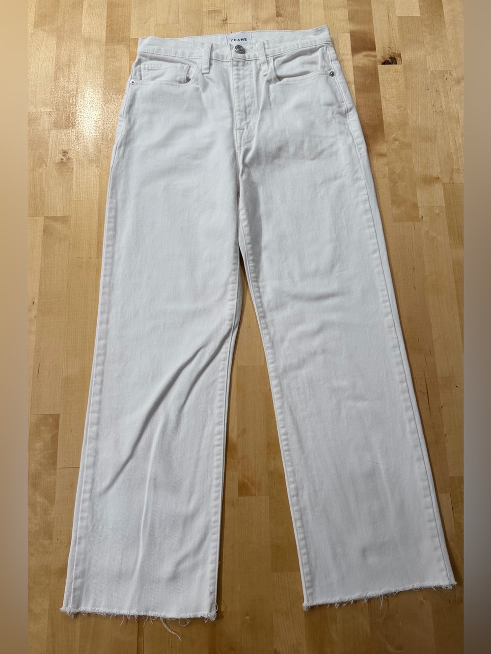 Frame Denim Le Jane Crop White Wide-Leg High-Rise Jeans